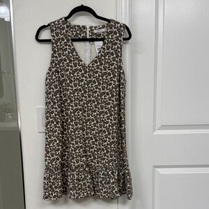 Lush Brown and Cream Leopard-Print Sleeveless V-Neck Mini Dress